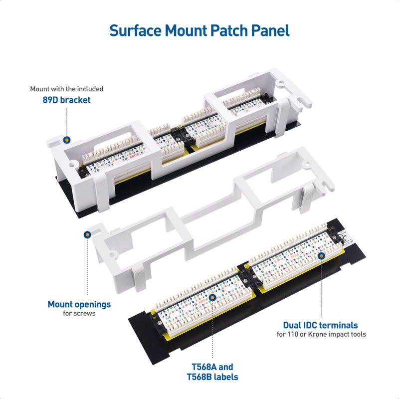 Cable Matters [UL Listed] Mini 12-Port Vertical Patch Panel with 89D Bracket, Compact 10 Inch Patch Panel with 10 Gigabit Ethernet - Image 4